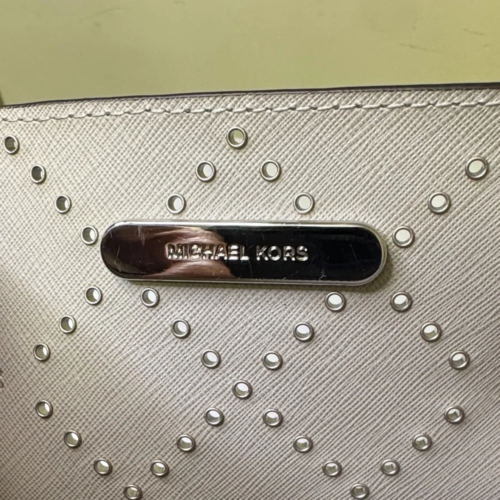 Michael Kors Studded Satchel Tote –‎ Gray Leather